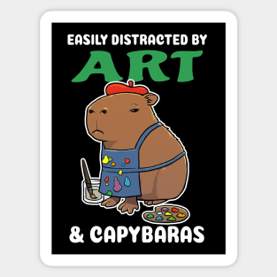 Easily Distracted by Art and Capybaras Cartoon Sticker